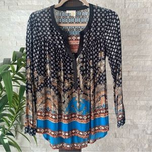 ANTHRO Meadow Rue Oversized Boho Paisley Tunic Size XS